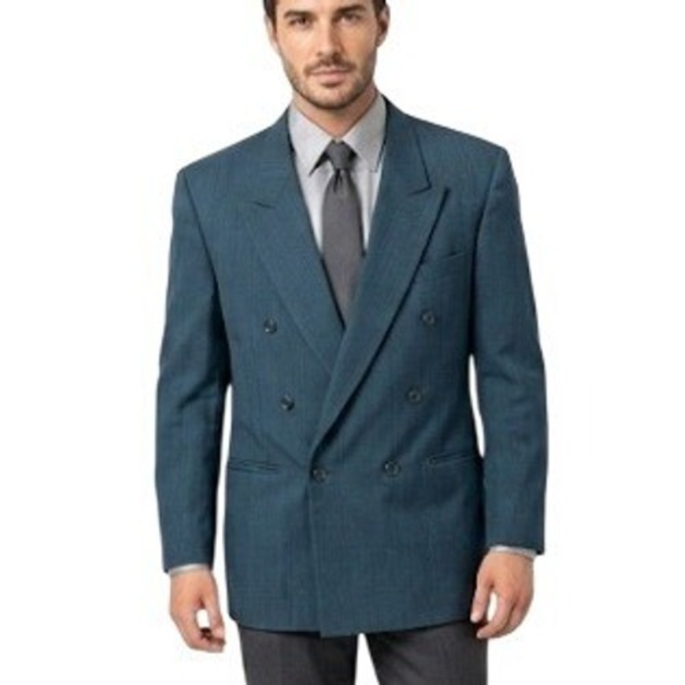 Gino Cappelli Blazer‎ Mens 42 Blue Double Breasted Pinstripe Peak Lapel Jacket